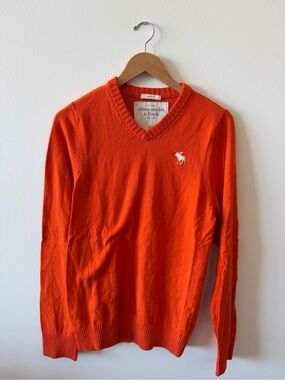 Abercrombie & Fitch Vintage Orange Muscle V-Neck Sweater - XXL